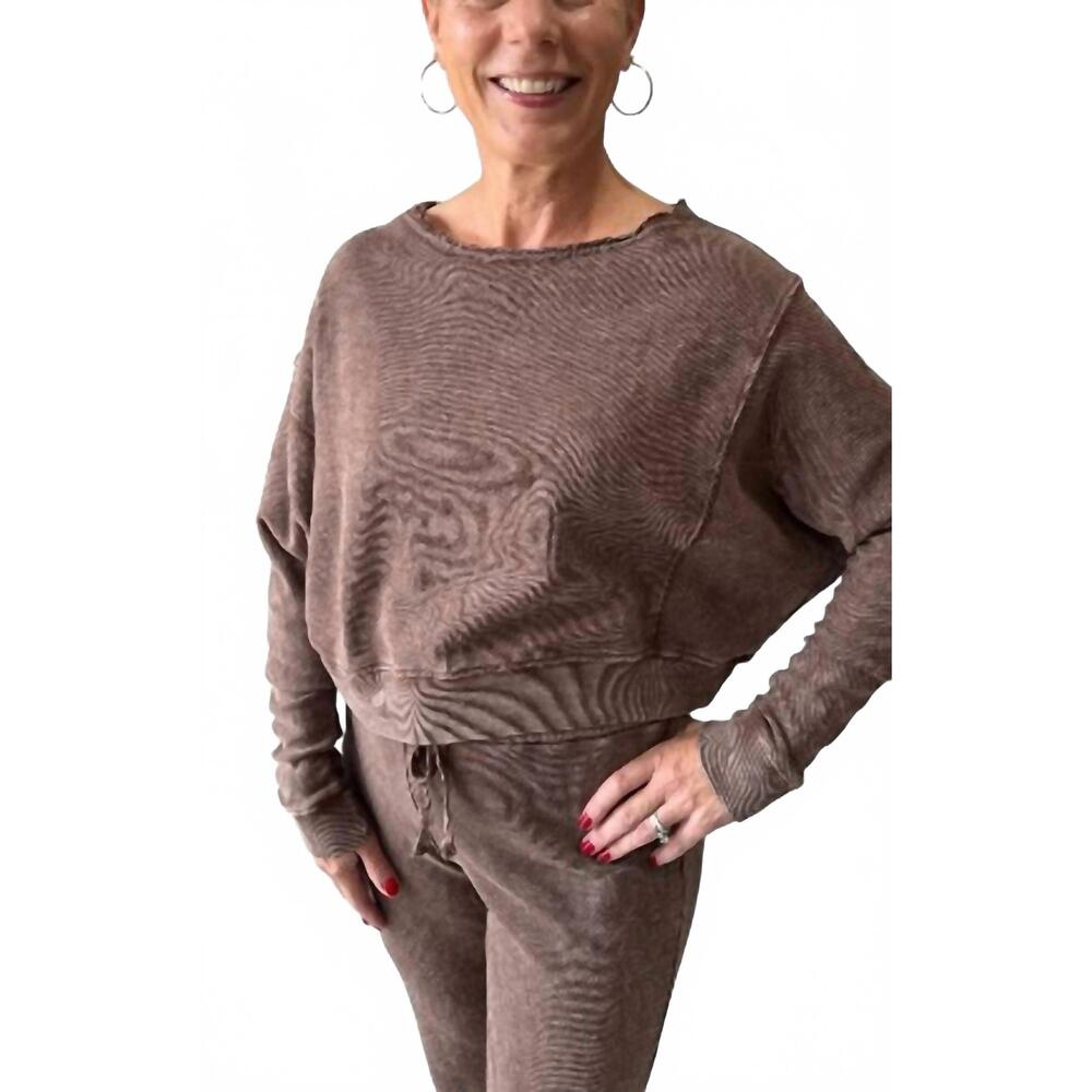 NEW LAMADE maggie comfort pullover sweatshirt in brown